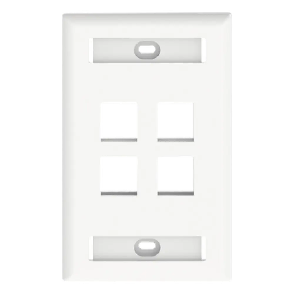 Placa de Pared Vertical / 4 Puertos Keystone / 69.8 x 114.3 mm / 2.75 x 4.5 pulg. / Con Etiquetas / Blanco