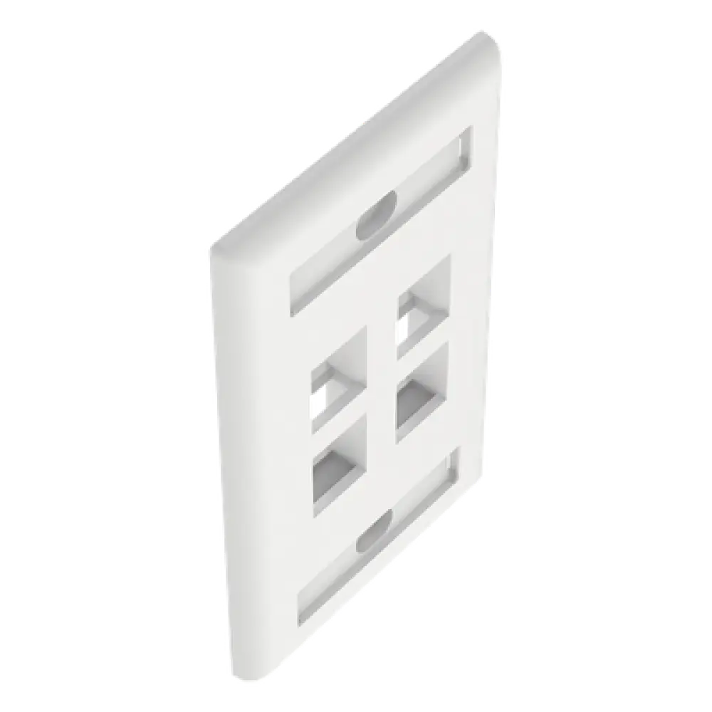 Placa de Pared Vertical / 4 Puertos Keystone / 69.8 x 114.3 mm / 2.75 x 4.5 pulg. / Con Etiquetas / Blanco