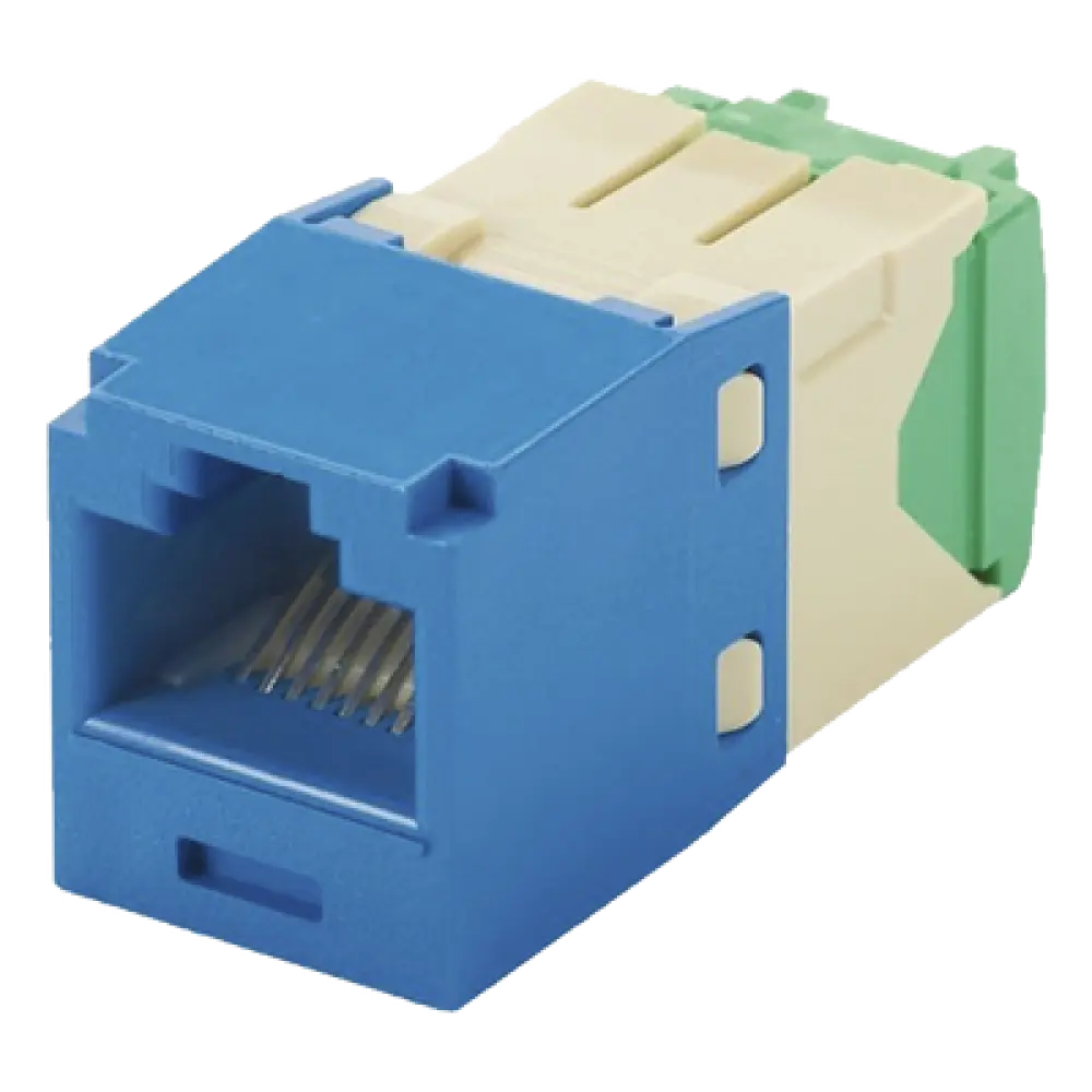 Conector Jack RJ45 / Categoría 6 / 8 Posiciones 8 Cables / 28-30 AWG / Sin Herramienta Impacto / PoE / T568A-B / Azul