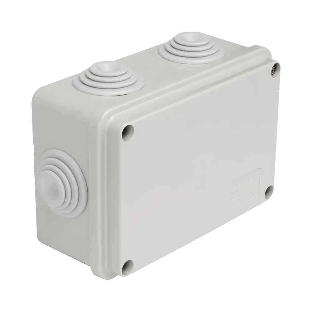 Caja Estanca de PVC Para Derivación y Conexión, 6 Entradas, Tapa Atornillada, 120x80x50 mm (Área interna), Uso Exterior IP55, Material que no Propaga el Fuego y Libre de Hálogenos