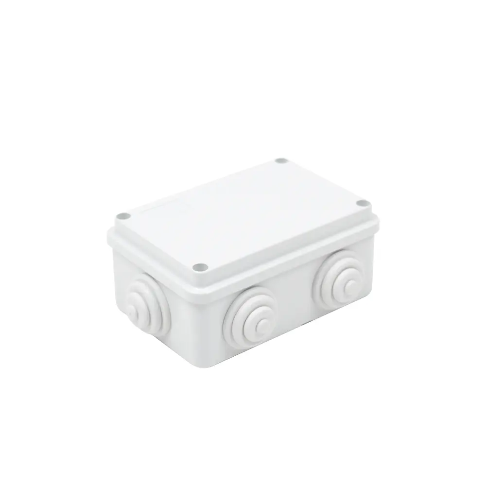 Caja Estanca de PVC Para Derivación y Conexión, 6 Entradas, Tapa Atornillada, 120x80x50 mm (Área interna), Uso Exterior IP55, Material que no Propaga el Fuego y Libre de Hálogenos