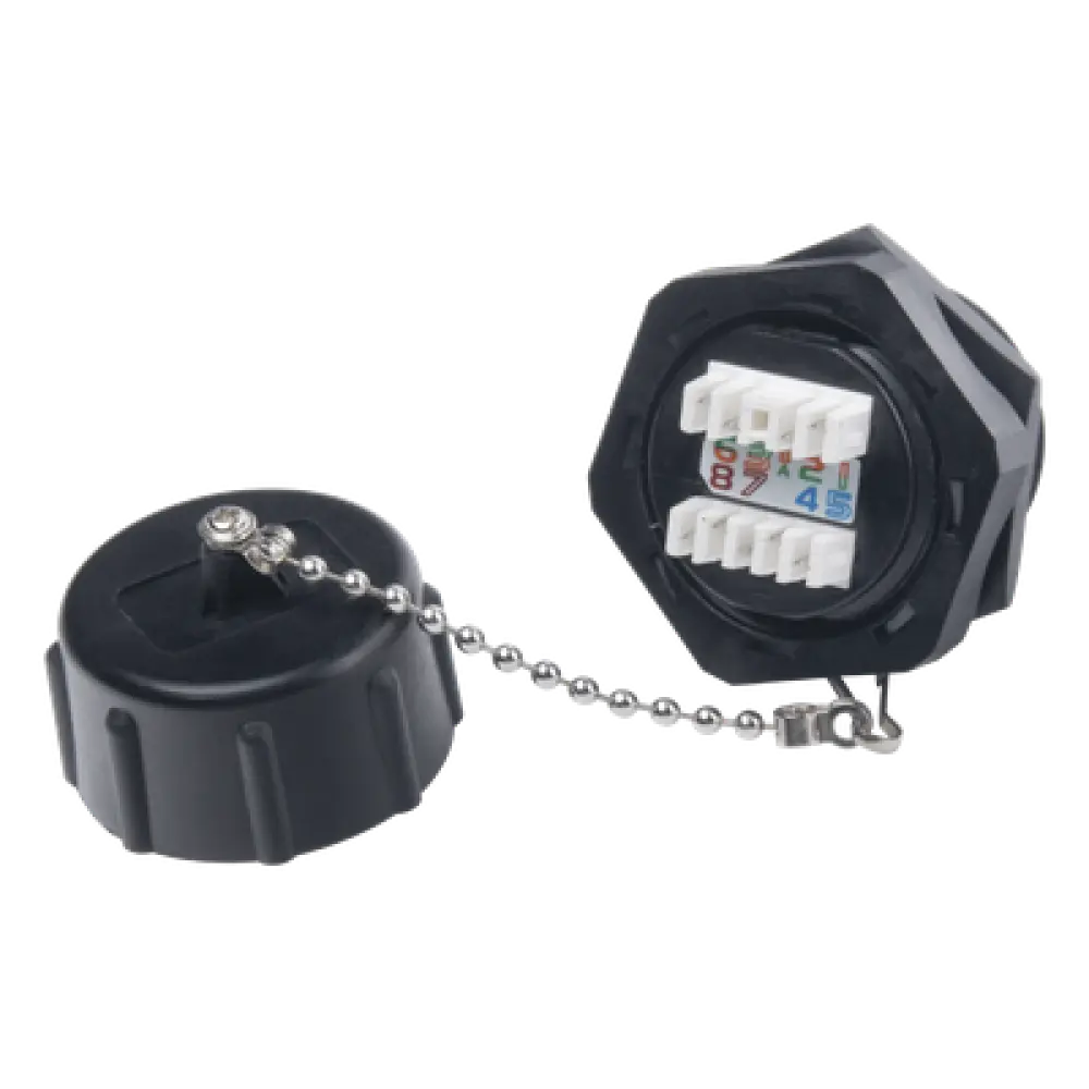 Jack Industrial RJ45 / Cat 6 Blindado / IP67 Waterproof / 50µ Oro / -10°C a 60°C / 750 Ciclos / 3.28 pies Inmersión