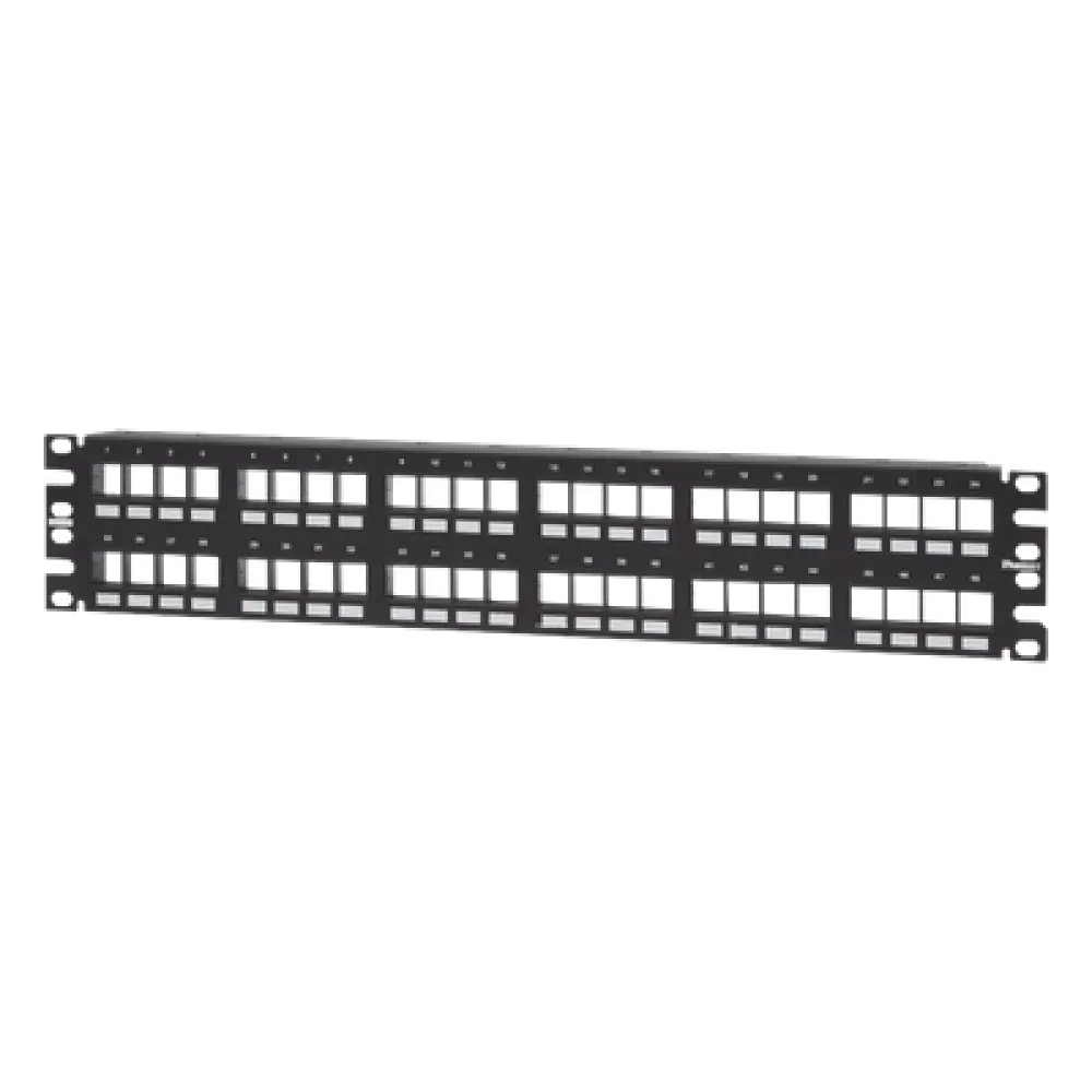 Panel de Parcheo Modular Keystone / 48 Puertos / 2UR / 19" / Numerado / Plano Negro