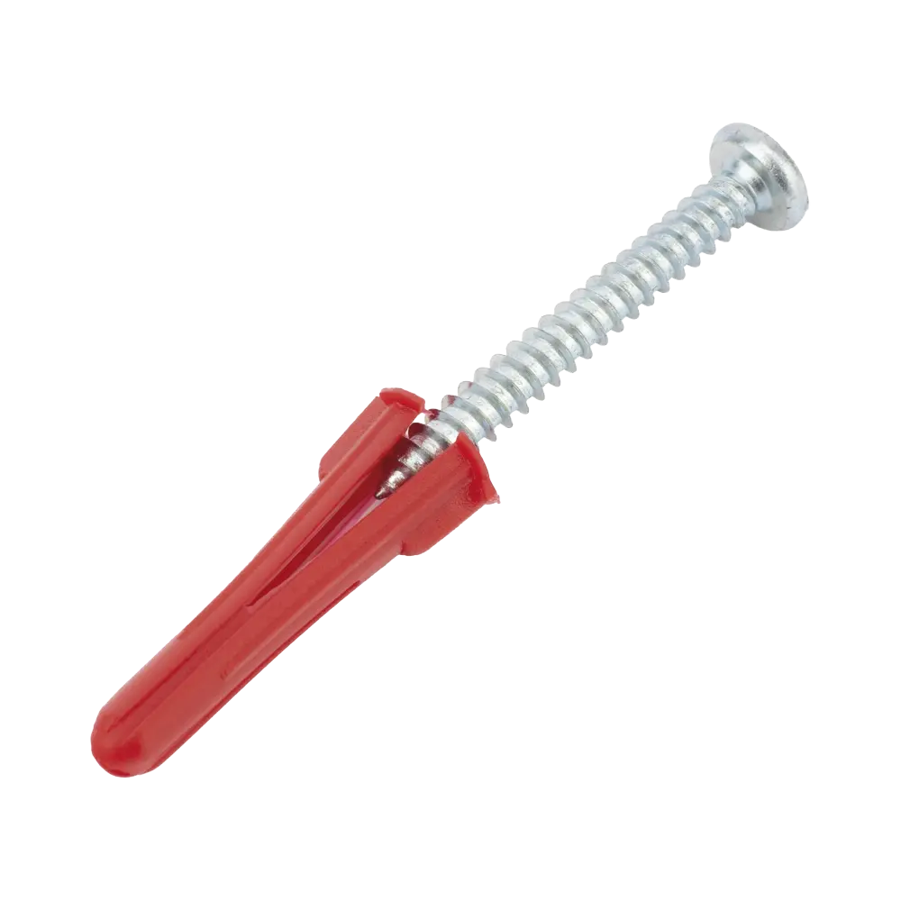 Taquete de 1/4 plástico paquete de 100 piezas para fijar objetos con tornillo en muros y techos de concreto o superficies sólidas, compatible con tornillo TH10X de 10 x 1 1/2" (1103-03100)