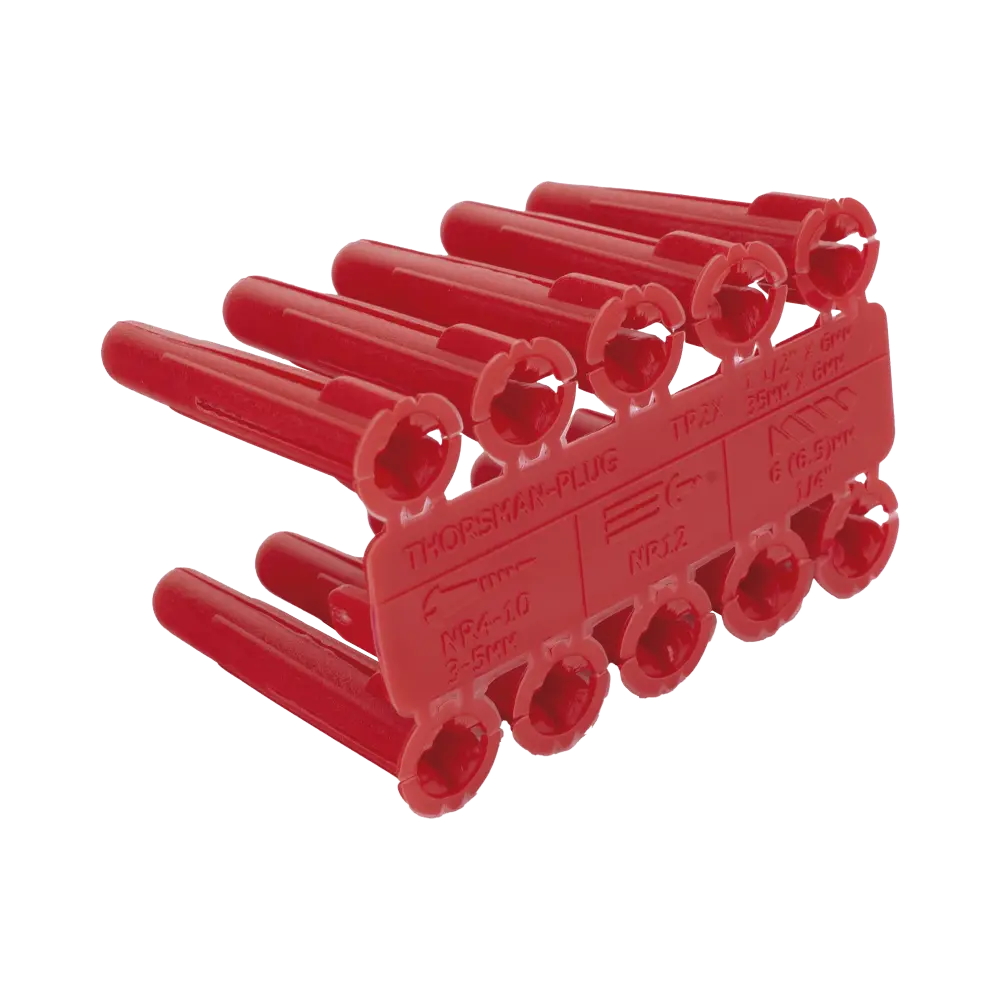 Taquete de 1/4 plástico paquete de 100 piezas para fijar objetos con tornillo en muros y techos de concreto o superficies sólidas, compatible con tornillo TH10X de 10 x 1 1/2" (1103-03100)