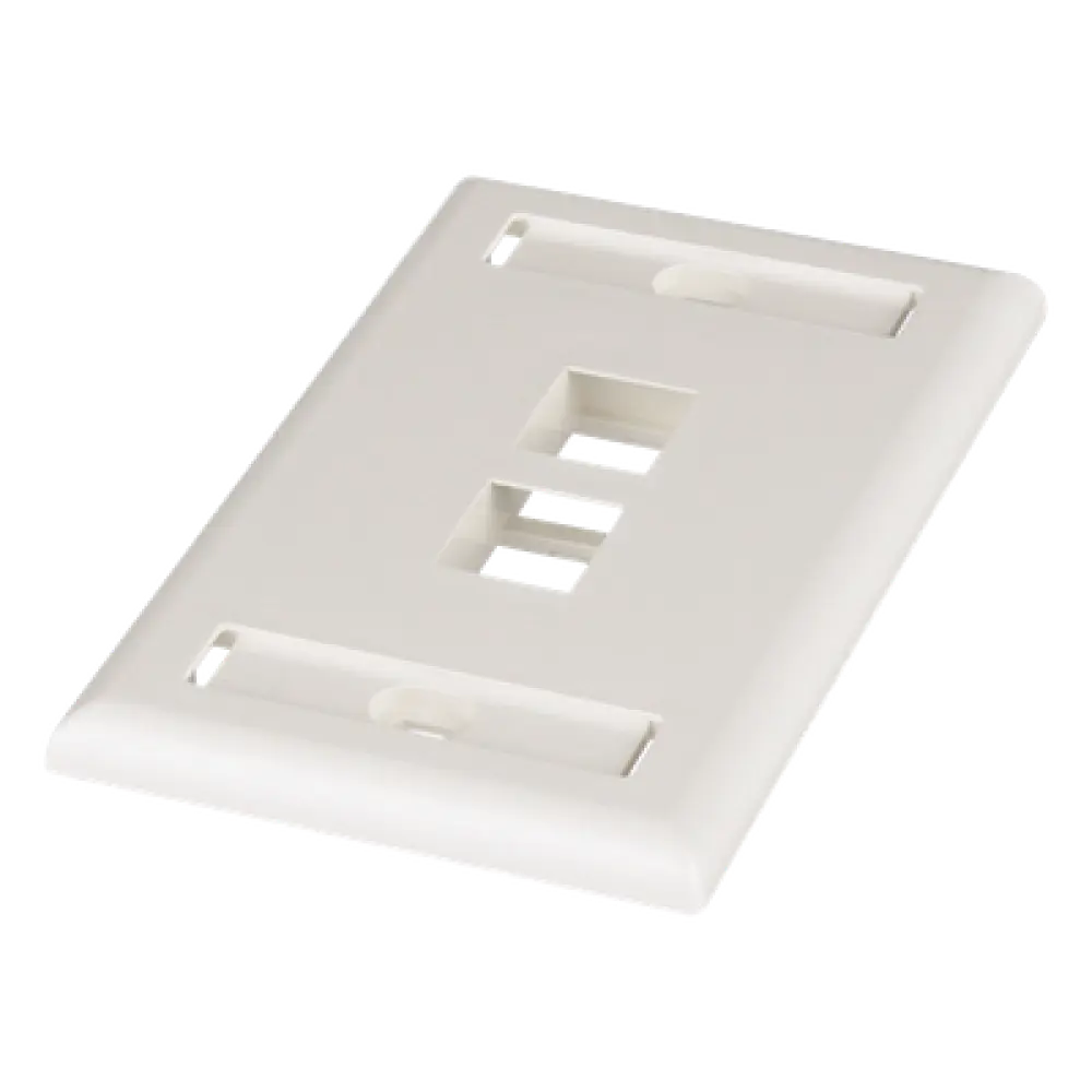 Placa de Pared Vertical / 2 Puertos Keystone / Espacios para Etiquetas / Blanco Mate / 2.75 x 4.5 pulg.