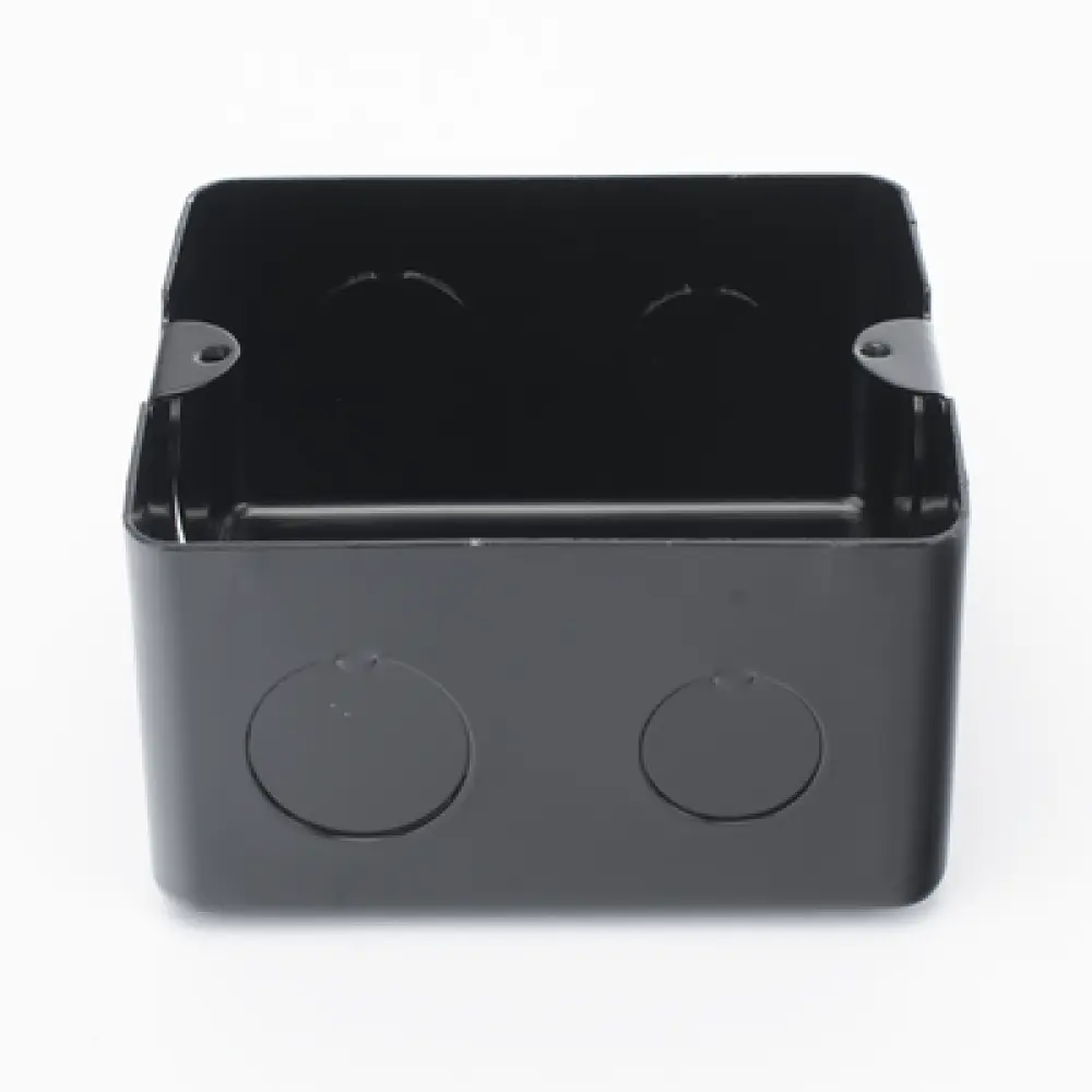 Caja de Registro / Acero Galvanizado 1.45-1.50mm / 10x10 cm (3.94x3.94 in) / Incluye Tapa y Tornillos / Negro