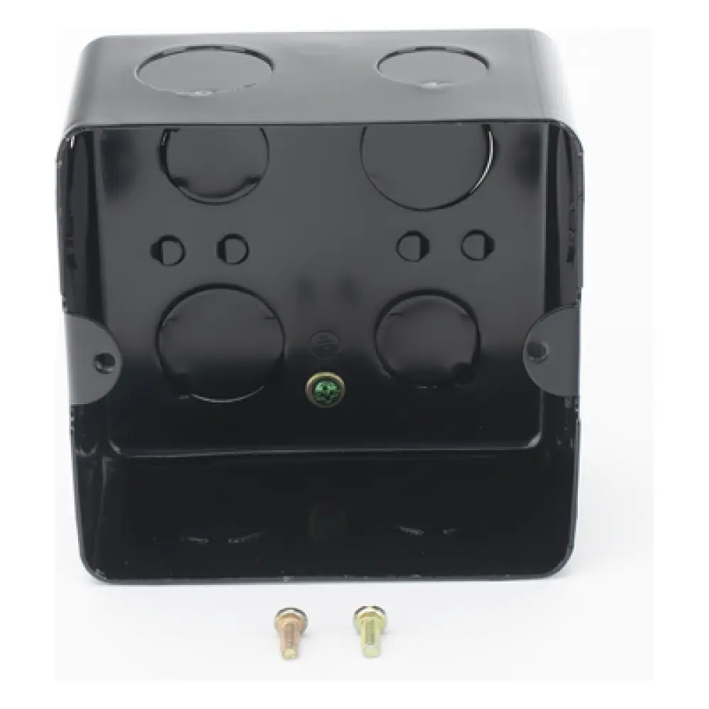 Caja de Registro / Acero Galvanizado 1.45-1.50mm / 10x10 cm (3.94x3.94 in) / Incluye Tapa y Tornillos / Negro