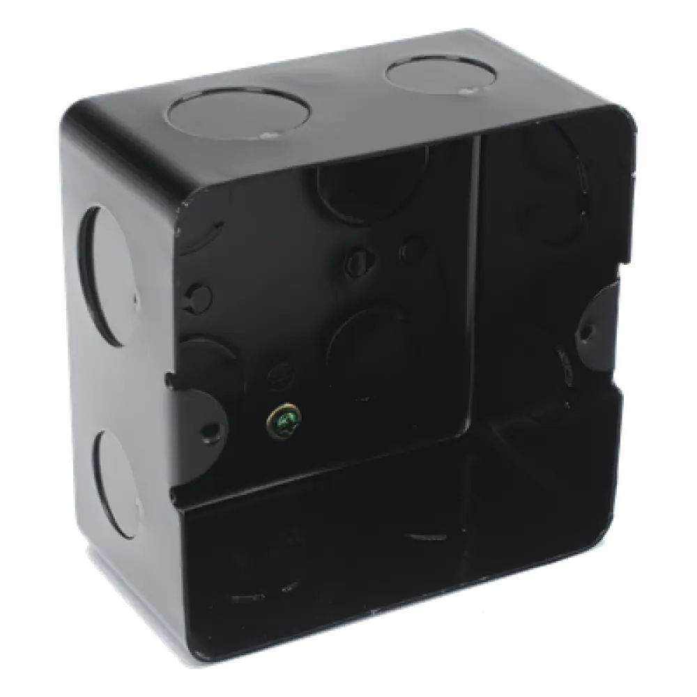 Caja de Registro / Acero Galvanizado 1.45-1.50mm / 10x10 cm (3.94x3.94 in) / Incluye Tapa y Tornillos / Negro
