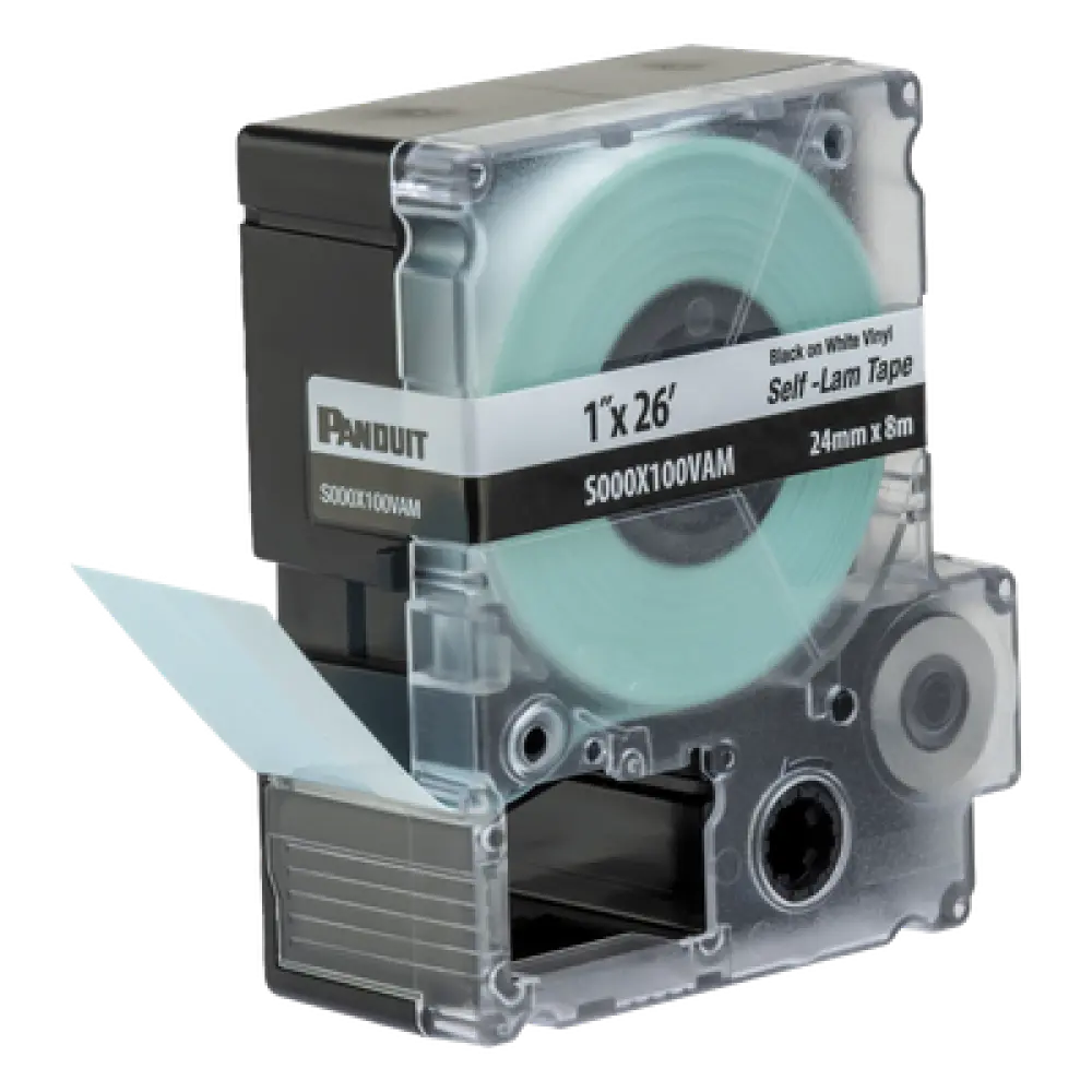 Casete de Etiquetas Autolaminadas / 24 mm Ancho / 8 m Largo / Cables 10-12 AWG / Vinilo Blanco / -40°C a 66°C