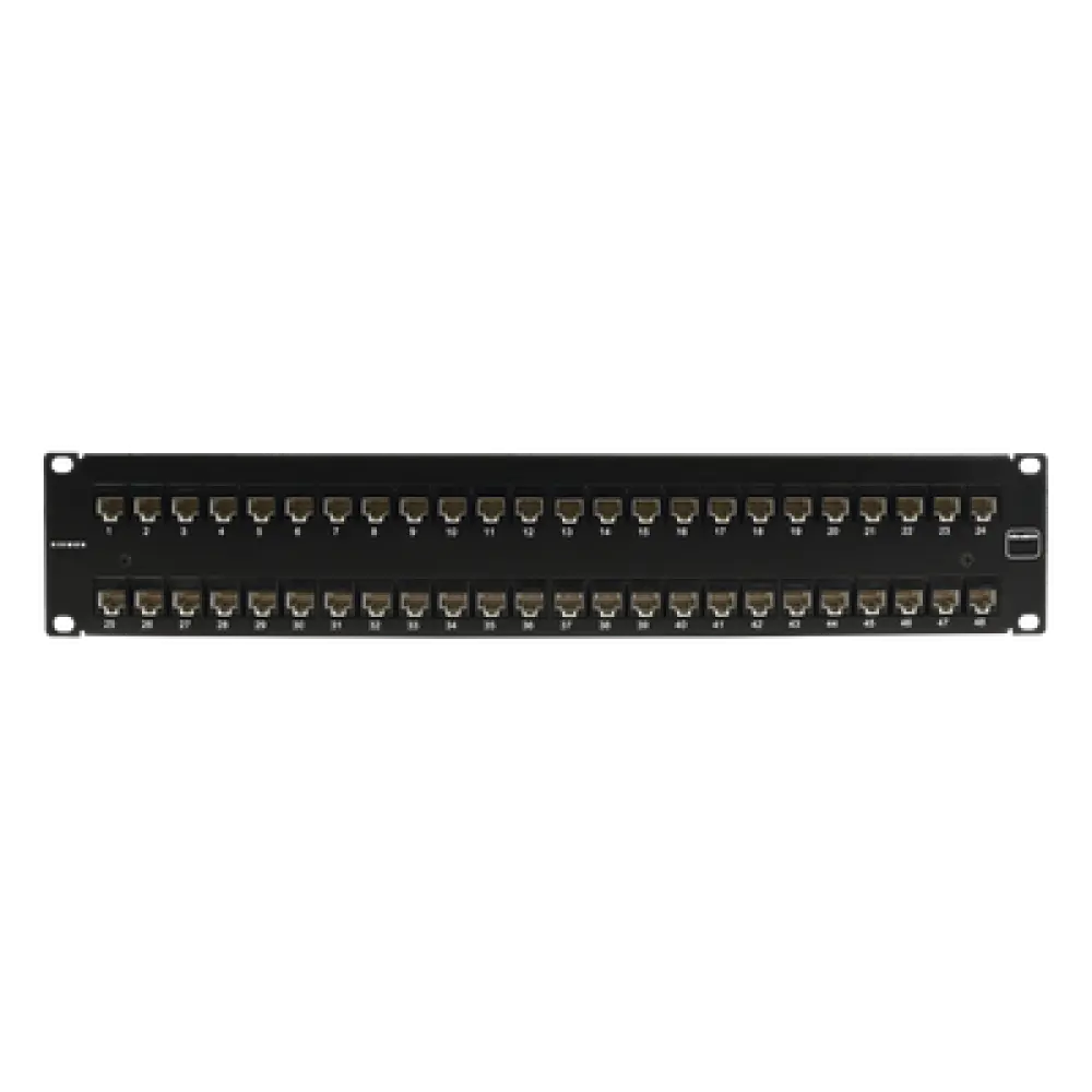 Patch Panel / UTP Cat6 / 48 Puertos / Plano 2U / Rack 19' / Terminación 4 Pares