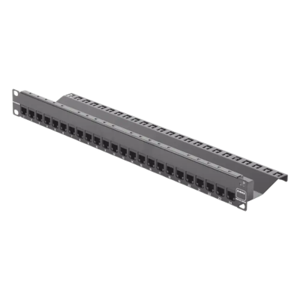 Patch Panel / 24 Puertos / Blindado / Cat 6A / Plano / 1UR