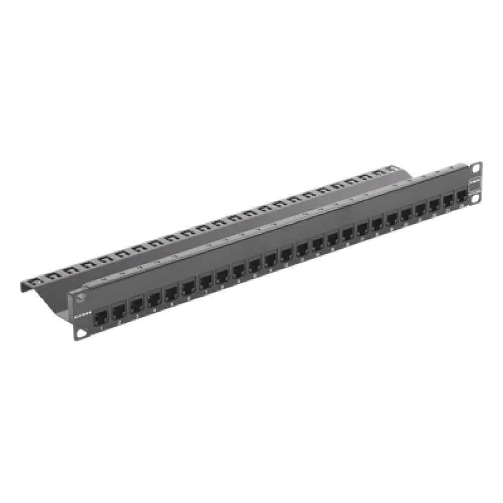 Patch Panel / 24 Puertos / Blindado / Cat 6A / Plano / 1UR
