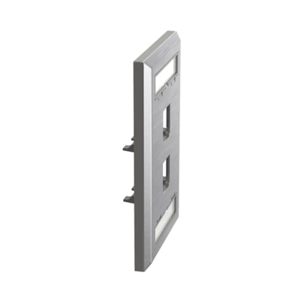 Placa de Pared Vertical / Acero Inoxidable Grado 304 / 2 Puertos Mini-Com / 2.75 x 4.5 in / Espacios para Etiquetas