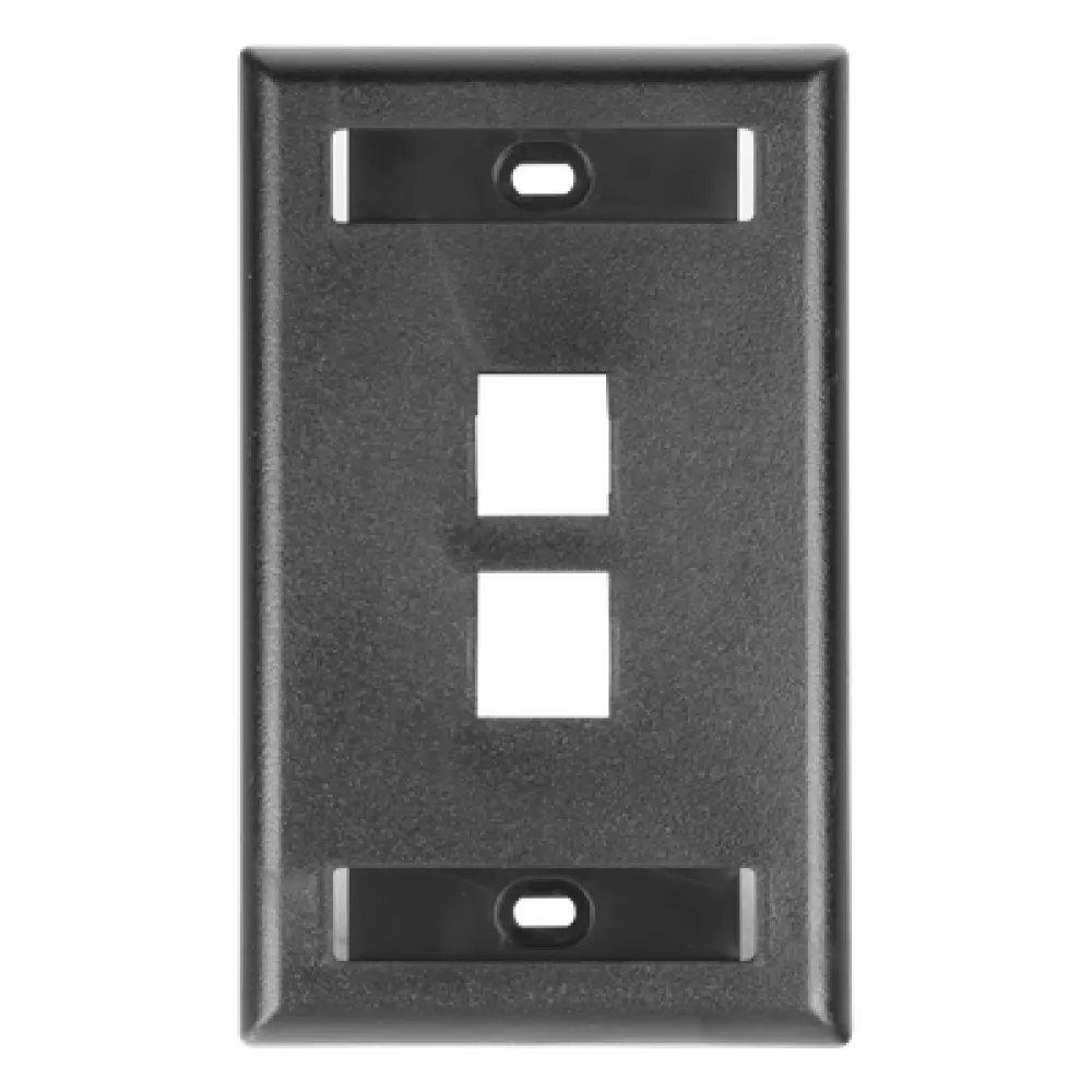 Placa de Pared Vertical / 2 Puertos Keystone / Diseño Plano / 69.8 x 114.3 mm (2.75 x 4.5 pulg.) / Etiquetas Integradas / Color Negro