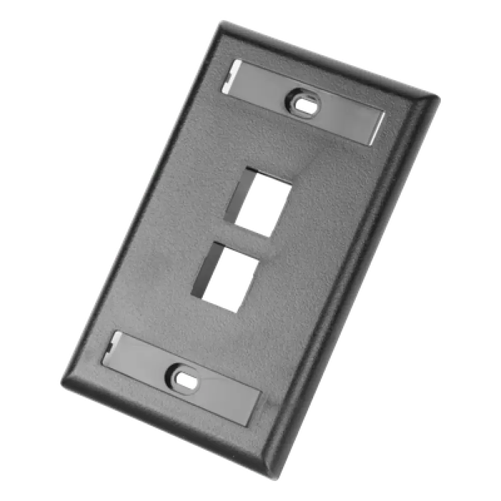 Placa de Pared Vertical / 2 Puertos Keystone / Diseño Plano / 69.8 x 114.3 mm (2.75 x 4.5 pulg.) / Etiquetas Integradas / Color Negro