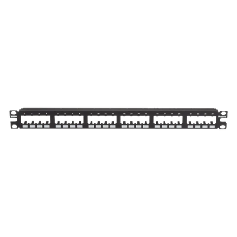 Panel de Parcheo Modular / 24 Puertos / 1UR / Montaje al Ras / 19" o 23" / Sin Blindaje / CRS y ABS