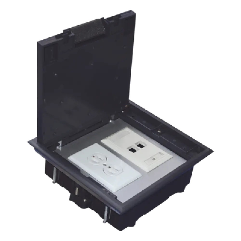Caja de Piso / 2 Módulos Universales / ABS y Acero Galvanizado / 1.957 kg / EIA/TIA-569-A