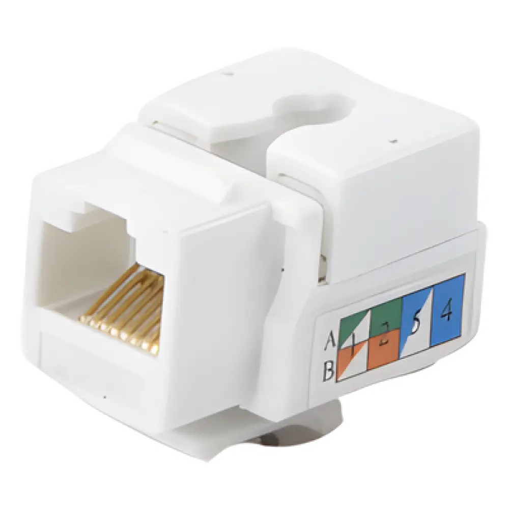 Módulo Jack Keystone / Cat5e / Terminación 110 / RJ45 / 1 Puerto / 90° / T568A-B / Blanco