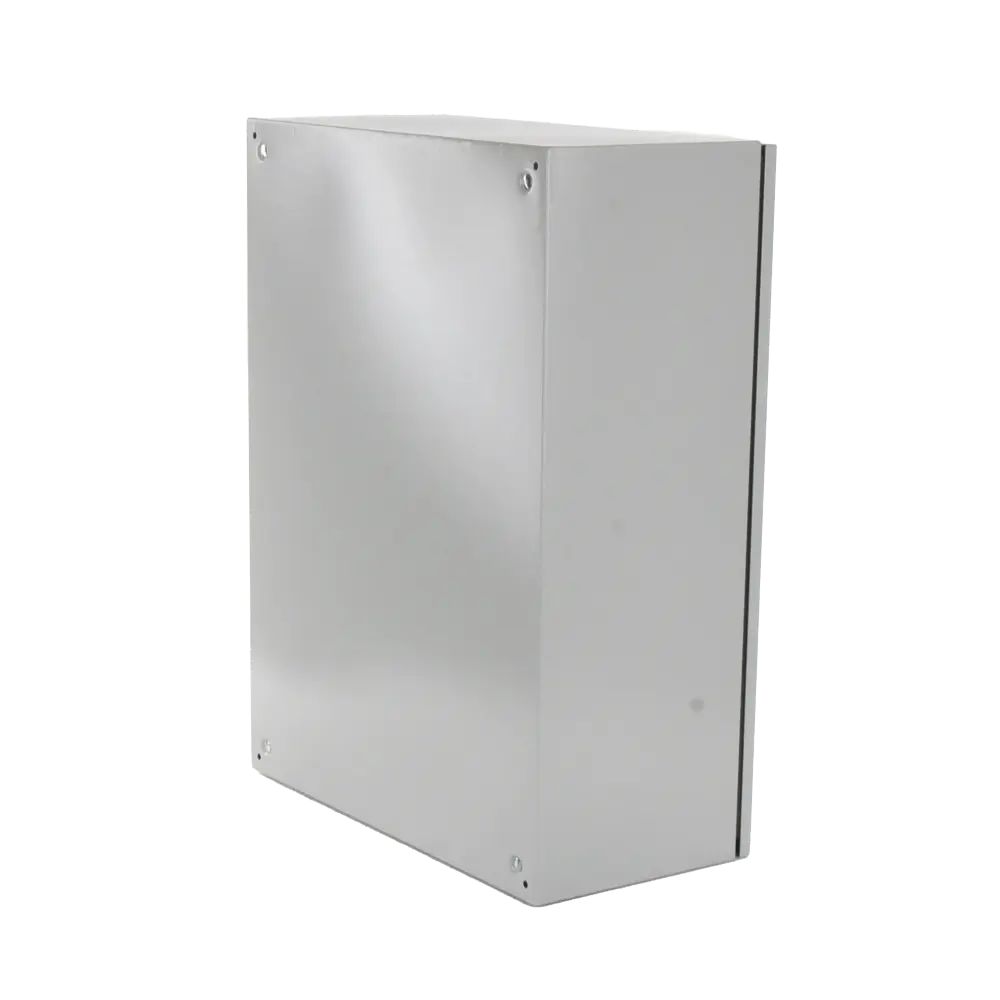Gabinete Ventilado de Acero IP55 Uso en Exterior (600 x 800 x 300 mm) con Placa Trasera Interior Metálica y Compuerta Inferior Atornillable. Incluye Ventilador, Ventilas, filtros, Chapas y Llave T