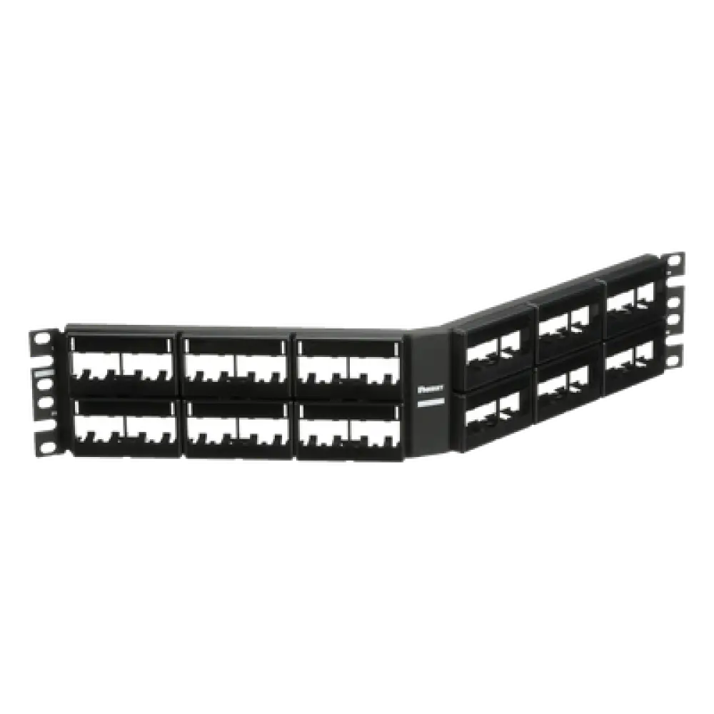 Panel de Parcheo Modular / Angulado / 48 Puertos / 2UR / Sin Blindaje / Con Etiqueta y Cubierta