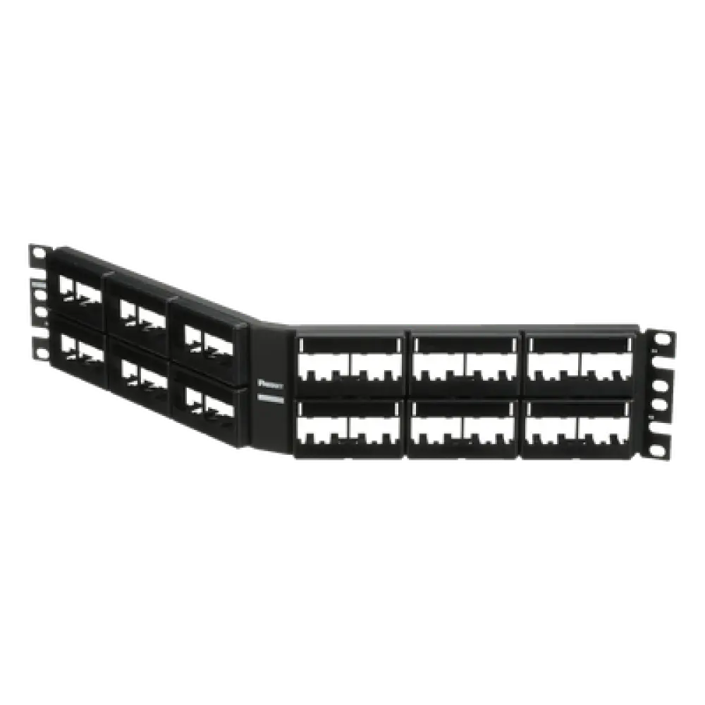 Panel de Parcheo Modular / Angulado / 48 Puertos / 2UR / Sin Blindaje / Con Etiqueta y Cubierta