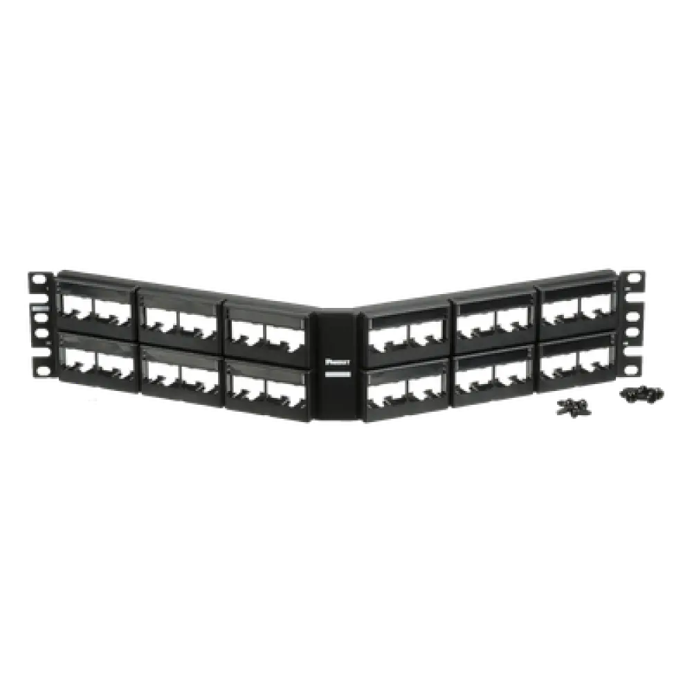 Panel de Parcheo Modular / Angulado / 48 Puertos / 2UR / Sin Blindaje / Con Etiqueta y Cubierta