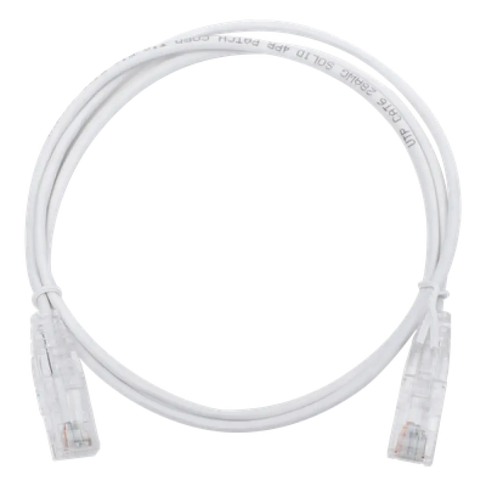 Cable de Parcheo Slim UTP Cat6 / 1 Metro (3.28 Pies) / 28 AWG / Blanco / 1 Gbps+