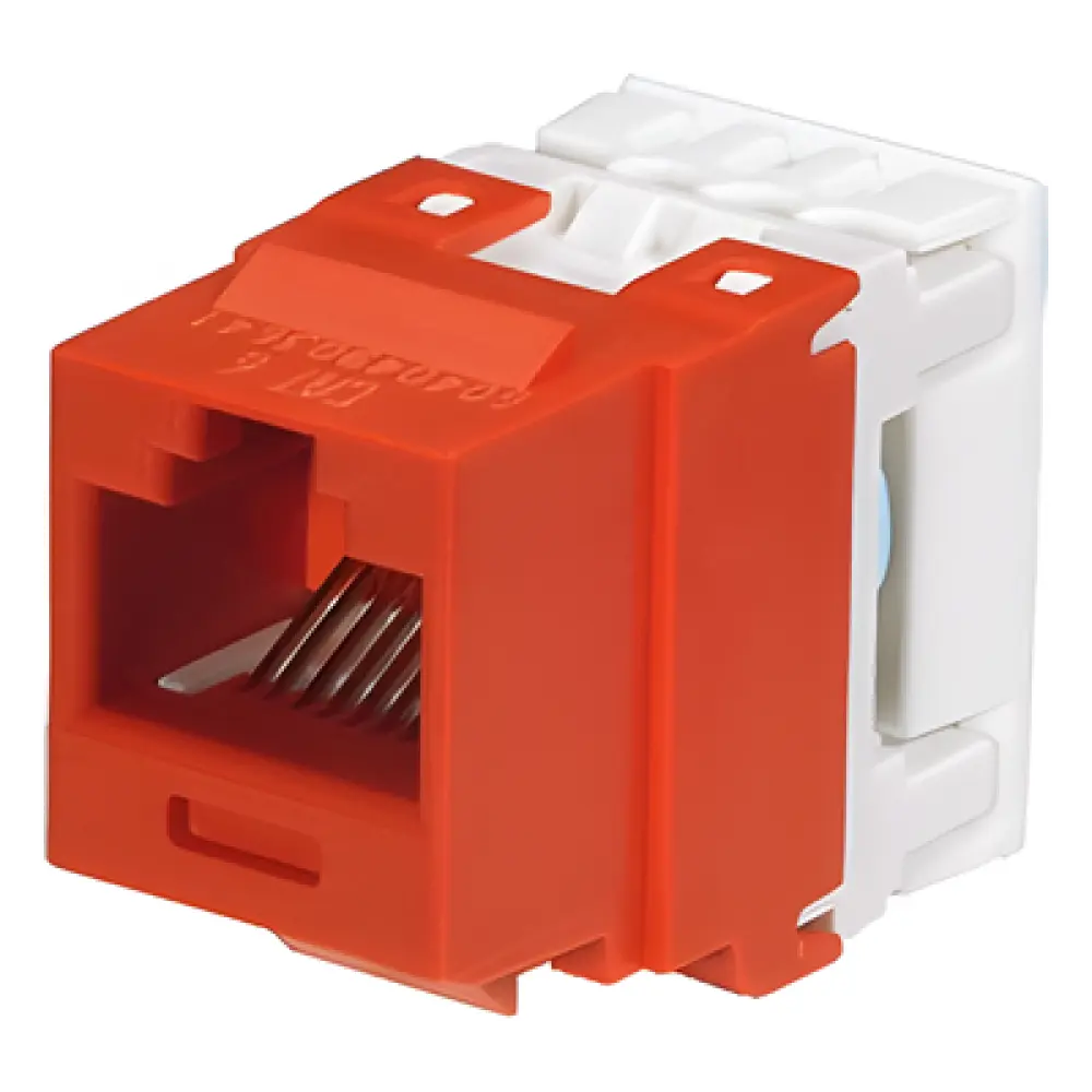 Conector Jack / Categoría 6 / Clase E / Terminación 110 / T568A/B / Keystone / 1 Puerto / Sin Blindaje / Color Rojo