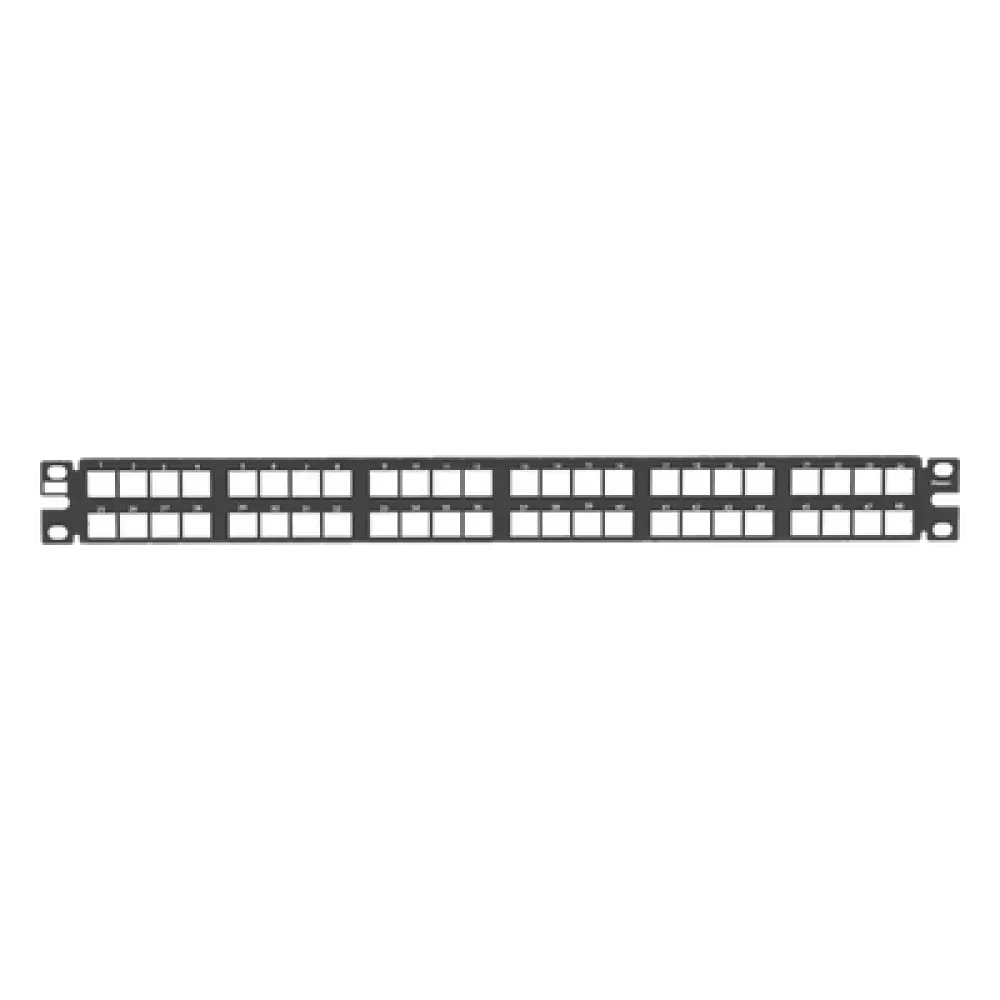 Panel de Parcheo Modular / 48 Puertos / 1 UR / Alta Densidad / Keystone / Acero CRS / RoHS