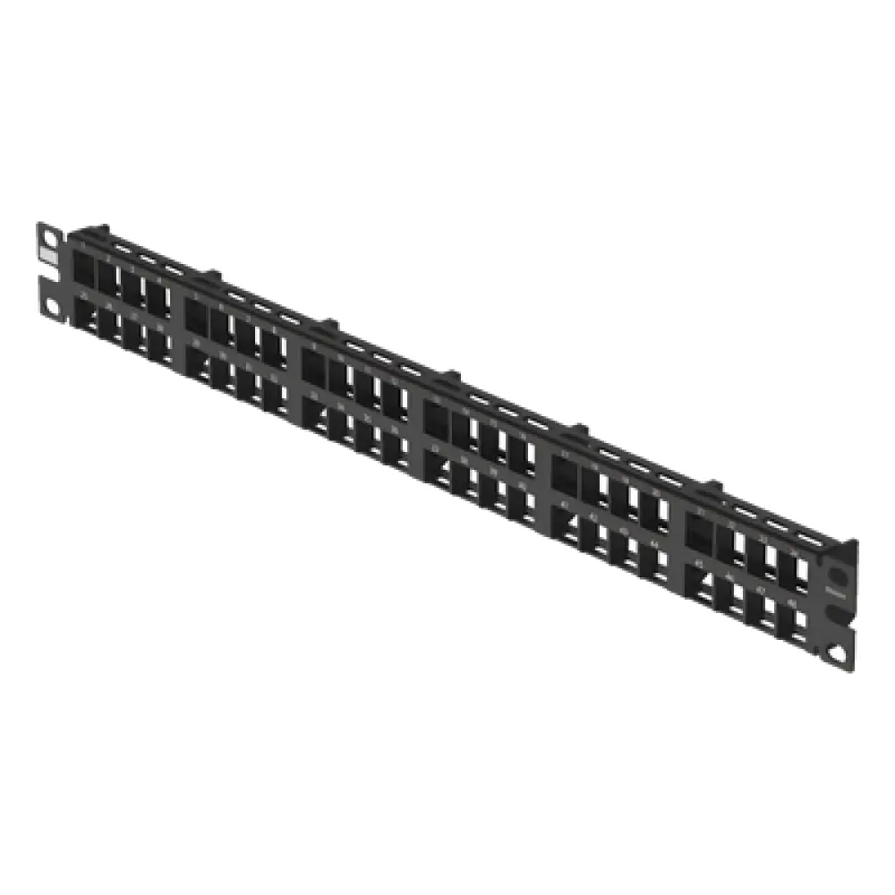 Panel de Parcheo Modular / 48 Puertos / 1 UR / Alta Densidad / Keystone / Acero CRS / RoHS