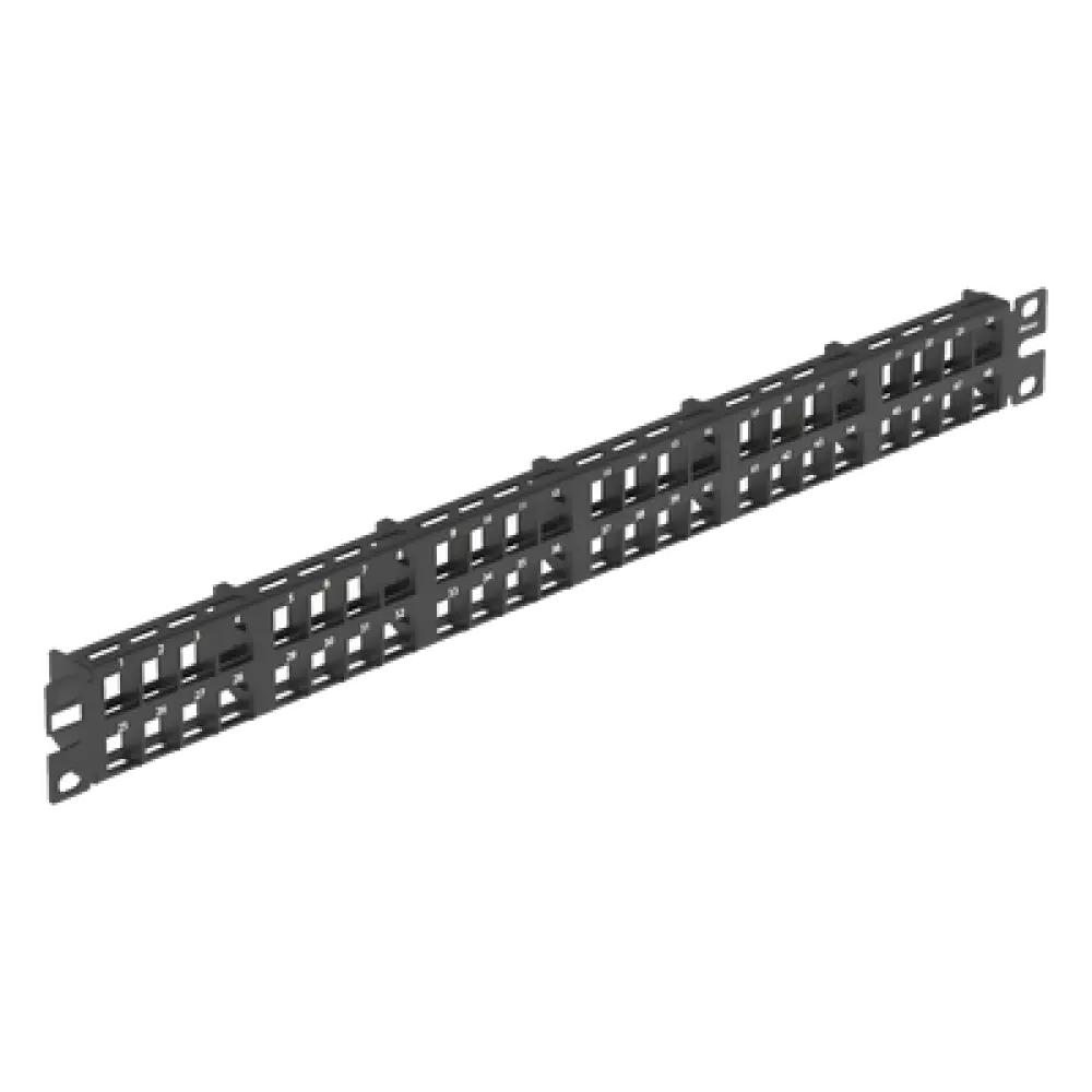 Panel de Parcheo Modular / 48 Puertos / 1 UR / Alta Densidad / Keystone / Acero CRS / RoHS