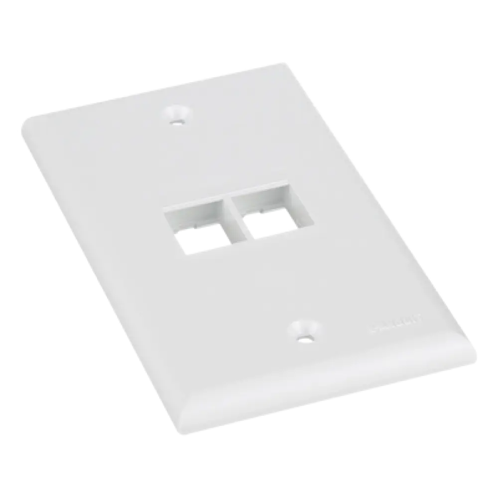 Placa de Pared Vertical / 2 Puertos Keystone / Montaje Vertical / 69.8 x 114.3 mm / 2.75 x 4.5 pulg. / Blanco