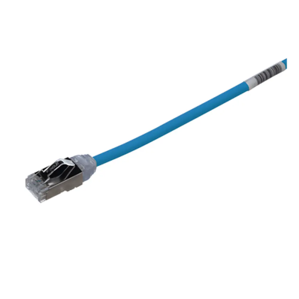 Patch Cord Cat6A / 28 AWG Diámetro Reducido / S/FTP Blindado / CM/LS0H / 0.5 m (1.64 ft) / Azul