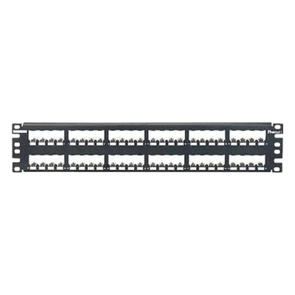 Panel de Parcheo Modular / 48 Puertos / 2UR / Plano / Totalmente Blindado / Acero Inoxidable / Rack 19"