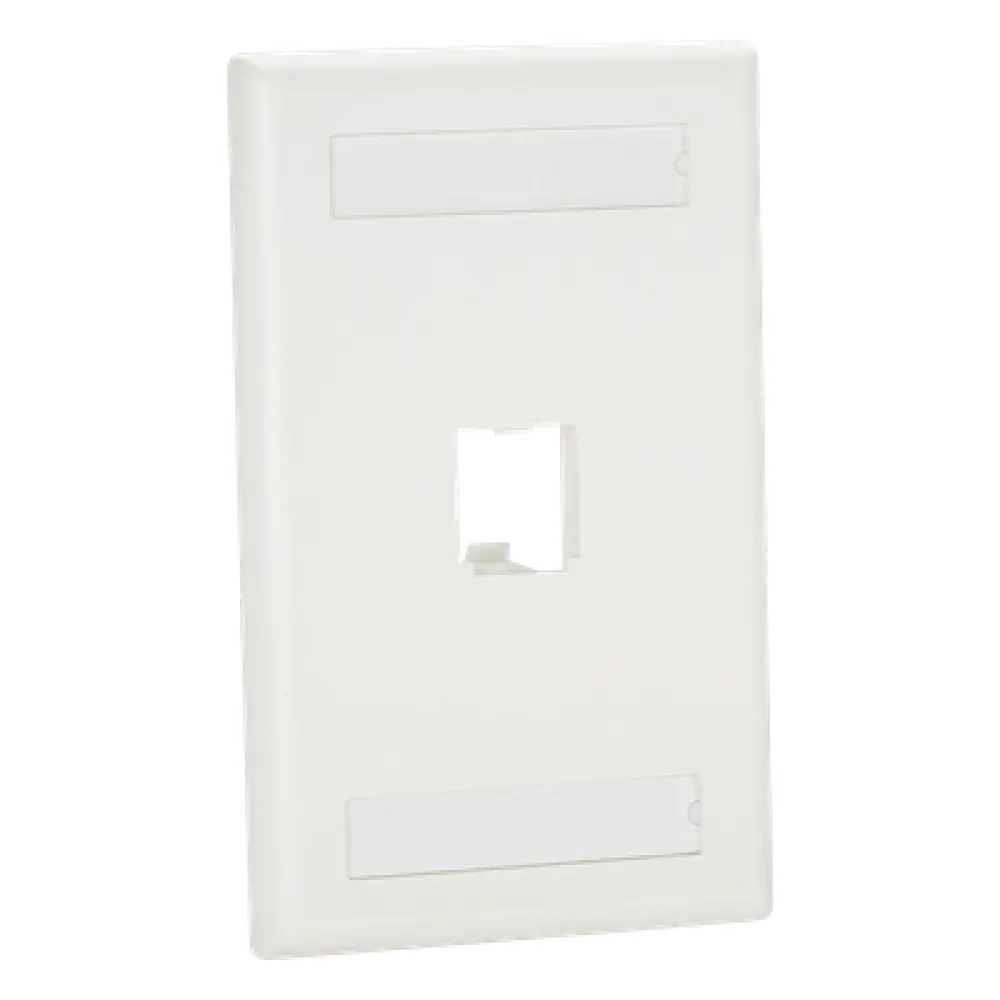 Placa de Pared Vertical / 1 Puerto Mini-Com / Diseño Plano / 2.75 x 4.5 pulgadas / Blanco