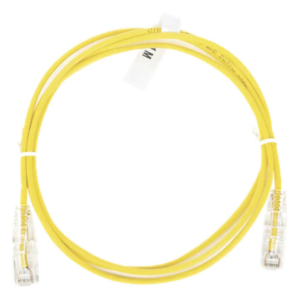 Cable de Parcheo Slim UTP / Cat6 / 28 AWG / 1 Metro (3.28 Pies) / 10 Gbps / Amarillo
