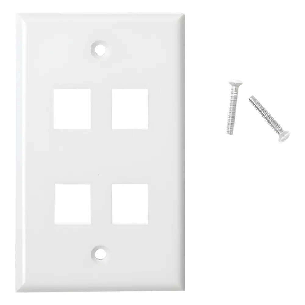 Placa de Pared / 4 Puertos Keystone / Montaje Vertical / 70 x 115 mm / 2.75 x 4.52 ft / Blanco