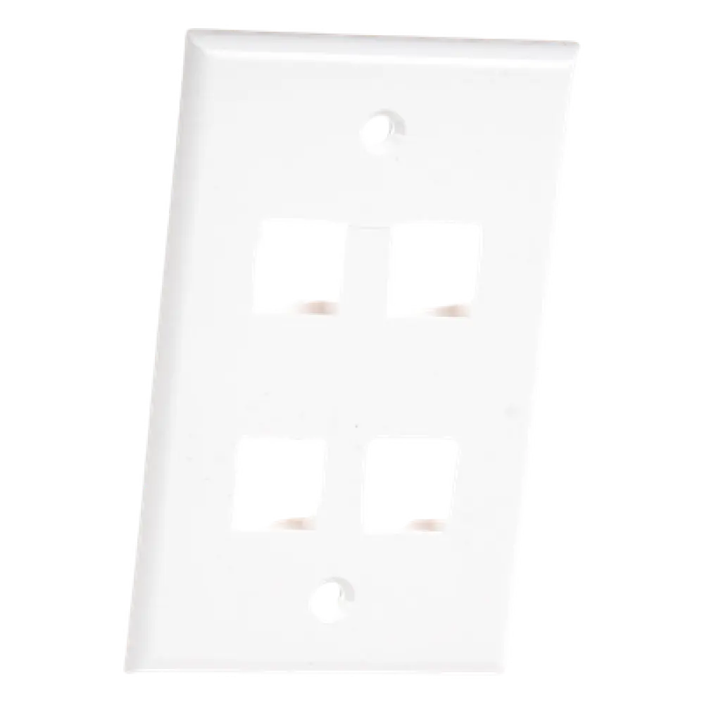 Placa de Pared / 4 Puertos Keystone / Montaje Vertical / 70 x 115 mm / 2.75 x 4.52 ft / Blanco