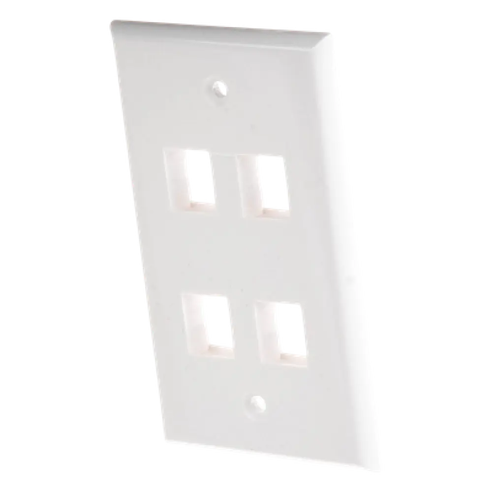 Placa de Pared / 4 Puertos Keystone / Montaje Vertical / 70 x 115 mm / 2.75 x 4.52 ft / Blanco