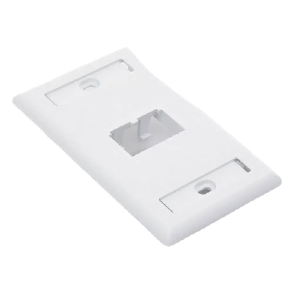 Placa de Pared Vertical / 2 Puertos Mini-Com / Diseño Inclinado / Con Espacios para Etiquetas / 2.75 x 4.5 pulgadas / Blanco