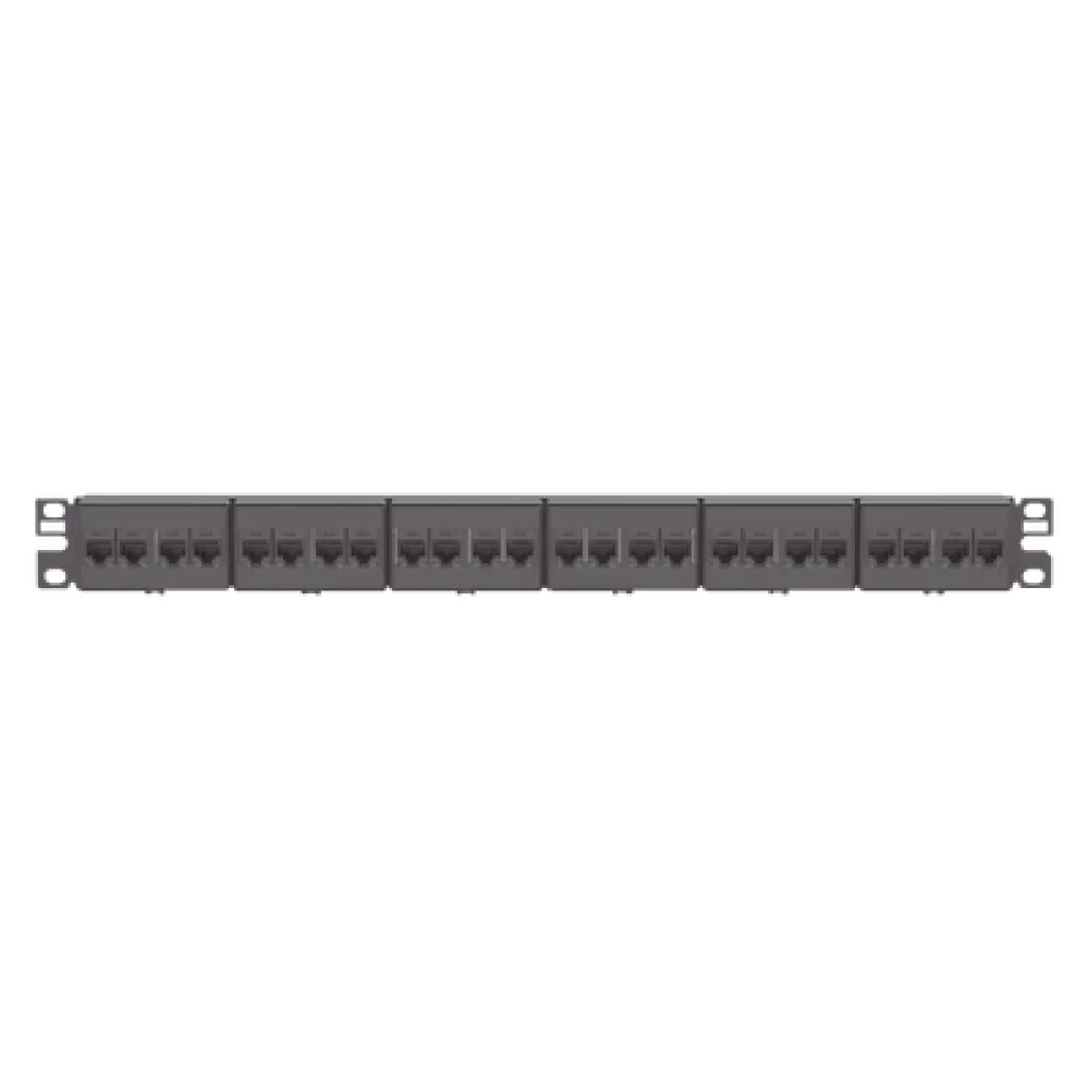 Panel de Parcheo / 24 Puertos / Categoría 6 / 1 UR / Plano / Negro