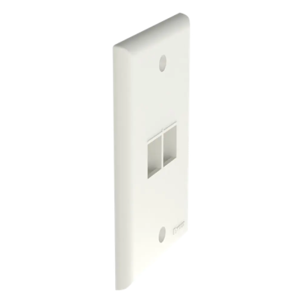 Placa de Pared Vertical / 2 Puertos Keystone / Diseño Plano / 69.8 x 114.3 mm / Blanco Mate