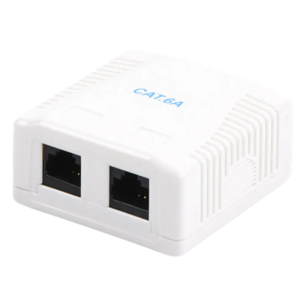 Caja de Pared / 2 Puertos RJ45 / Cat6A UTP / T568A-B / ABS Retardante de Llama