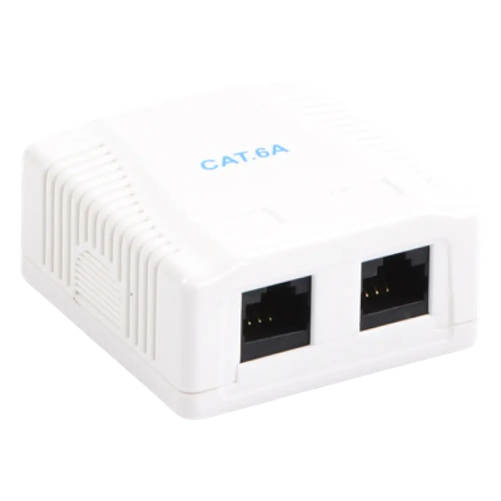 Caja de Pared / 2 Puertos RJ45 / Cat6A UTP / T568A-B / ABS Retardante de Llama