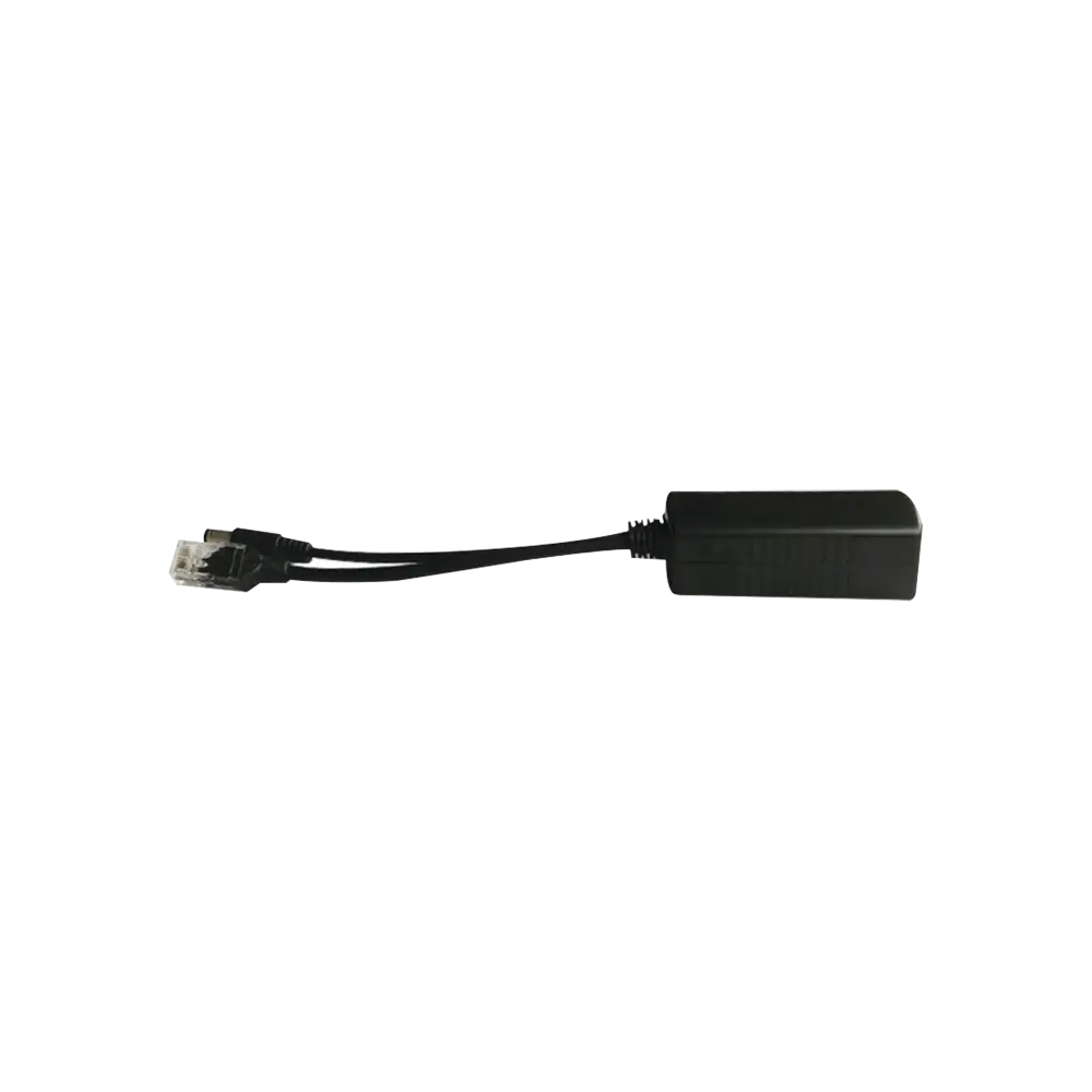 Cable divisor PoE pasivo de 48-55 Vcc @ 12 Vcc, 2 A. Aplicaciones como adaptar micrófonos en cámaras IP