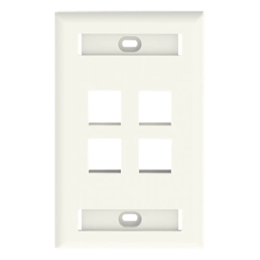Placa de Pared Vertical / 4 Puertos Keystone / 69.8 x 114.3 mm / 2.75 x 4.5 pulg. / Con Espacios para Etiquetas / Color Marfil