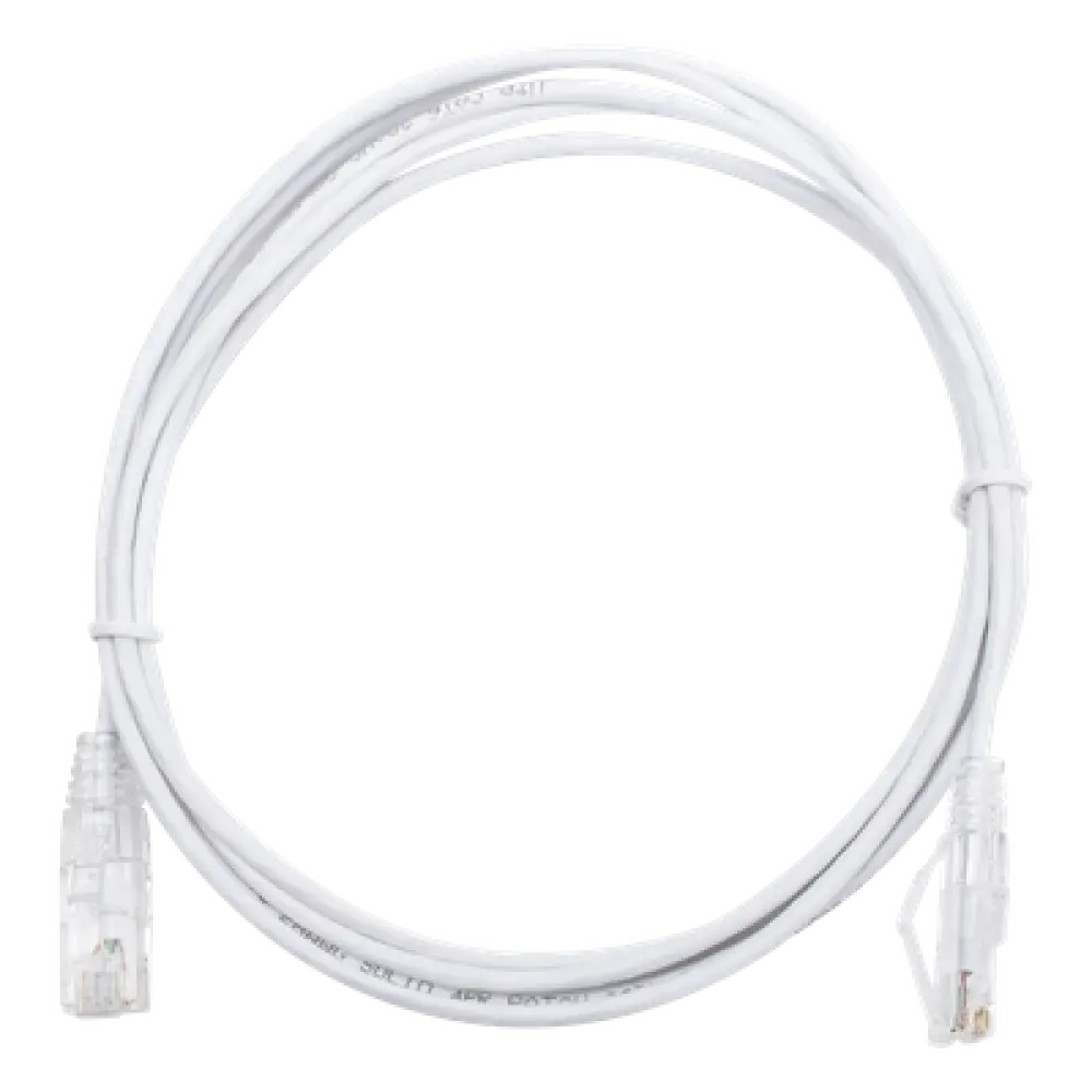 Cable de Parcheo Slim UTP / Cat6 / 2 m (6.56 ft) / 28 AWG / Blanco / 10 Gbps