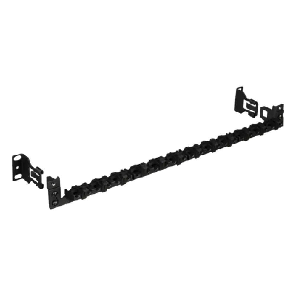 Barra de Alivio de Tensión / 24 Cables / Racks 19" y 23" / Clips Ajustables / Liberación Rápida Sin Herramientas / Diseño Compacto 1U a 2U