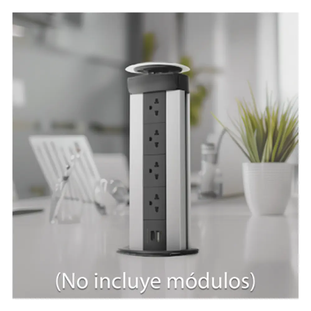 Caja de Conectividad para Mobiliario / 5 Módulos K45 / Apertura Automática / Aluminio Telescópico / IP40 / +70°C